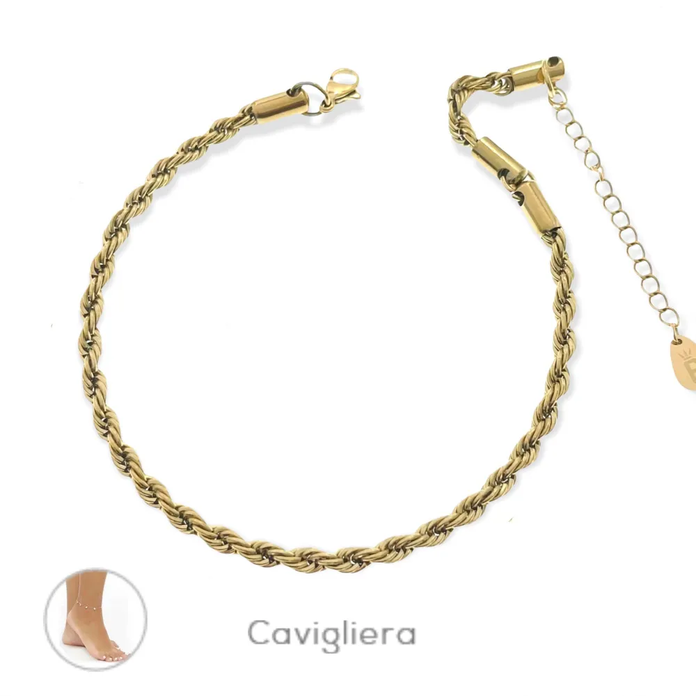 Catena Intrecciato Grande-Cavigliera in Acciaio - KAV-413-1584R 4mm