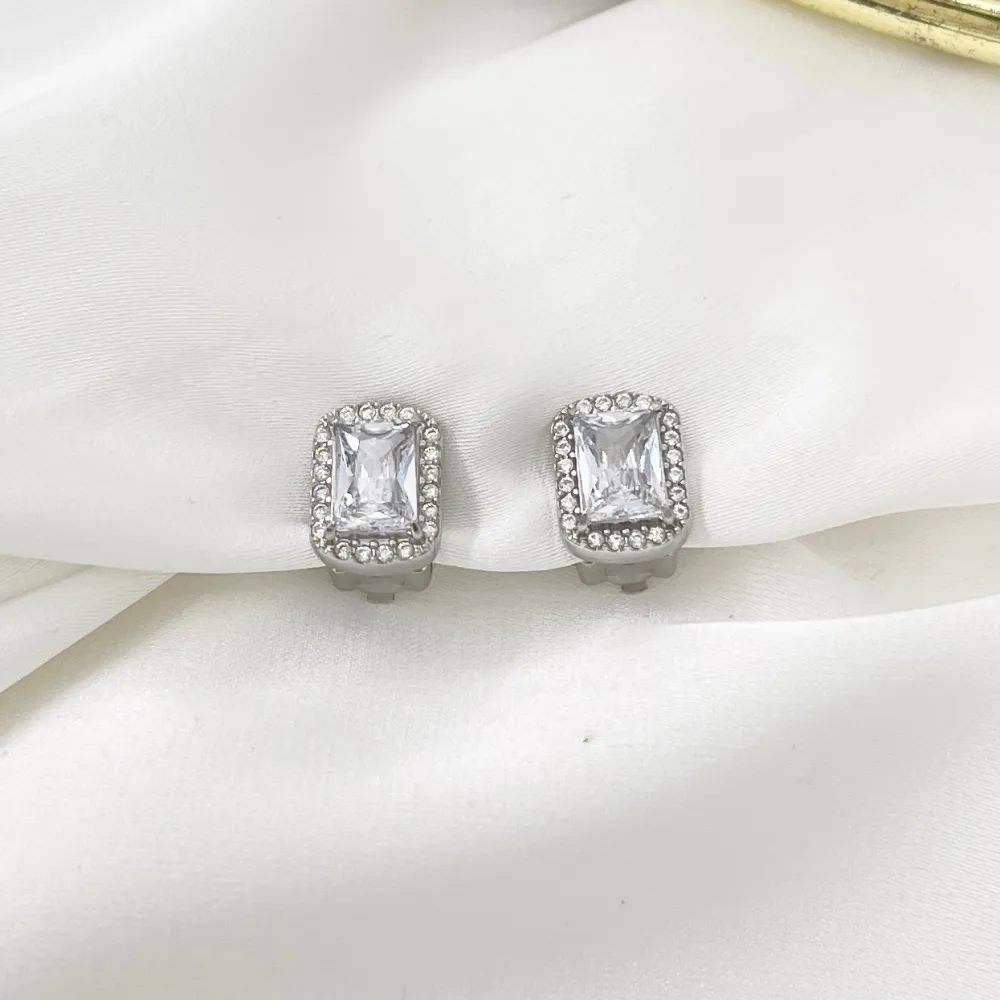 Rettangolare -Orecchini a Clip in Acciaio - OAK-103-AA5015E