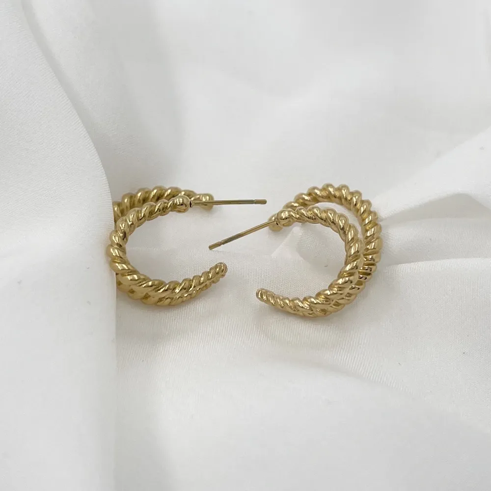 Effetto Doppio Cerchio-Orecchini in Acciaio - OAP-103-AA1356E