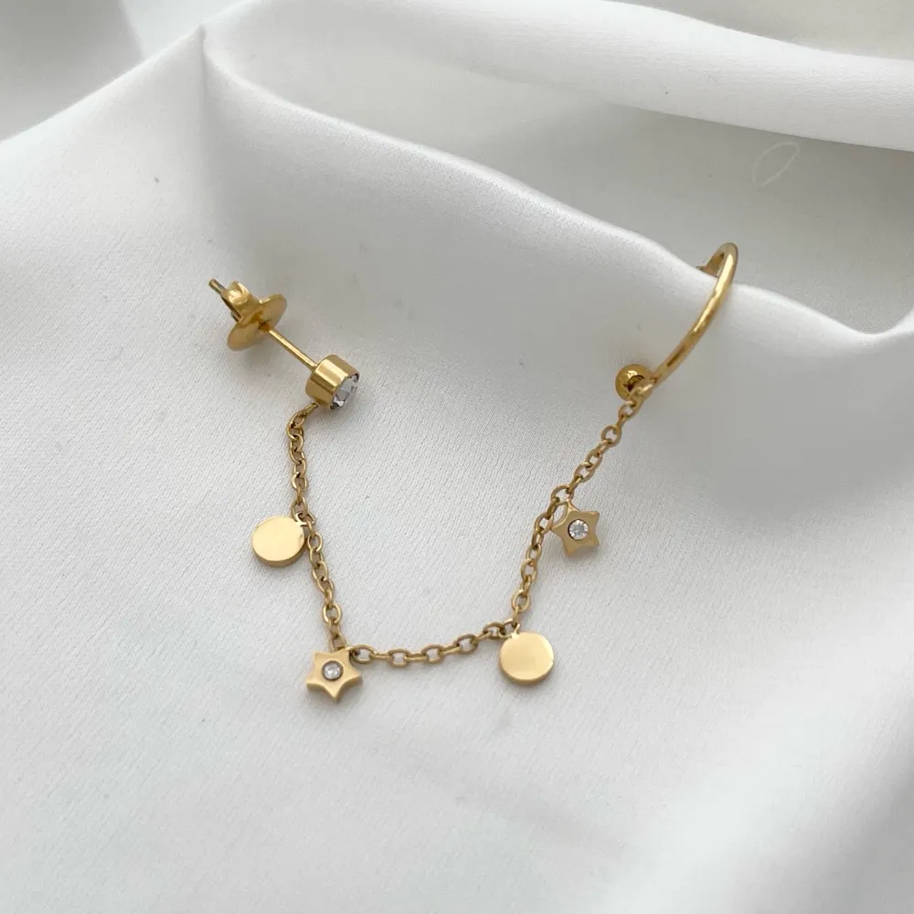 Punto Luce con Stella e Tondo-Orecchini con Earcuff in Acciaio - OAP-103-AA1707E