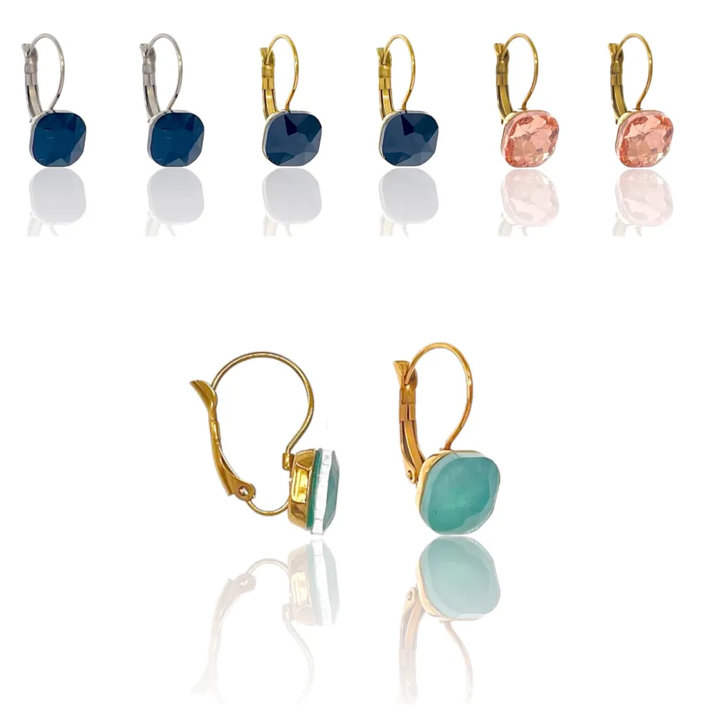 Punto Luce Quadrato-Orecchini a Monachella in Acciaio - OAP-103-AA2624E