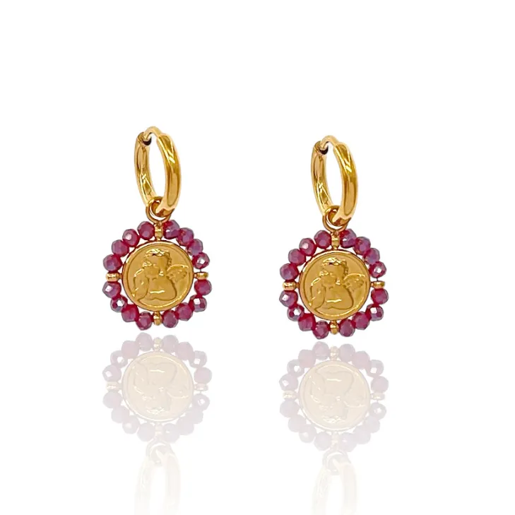 Cerchio con Angelo-Orecchini in Acciaio - OAP-103-AA2710E Mix