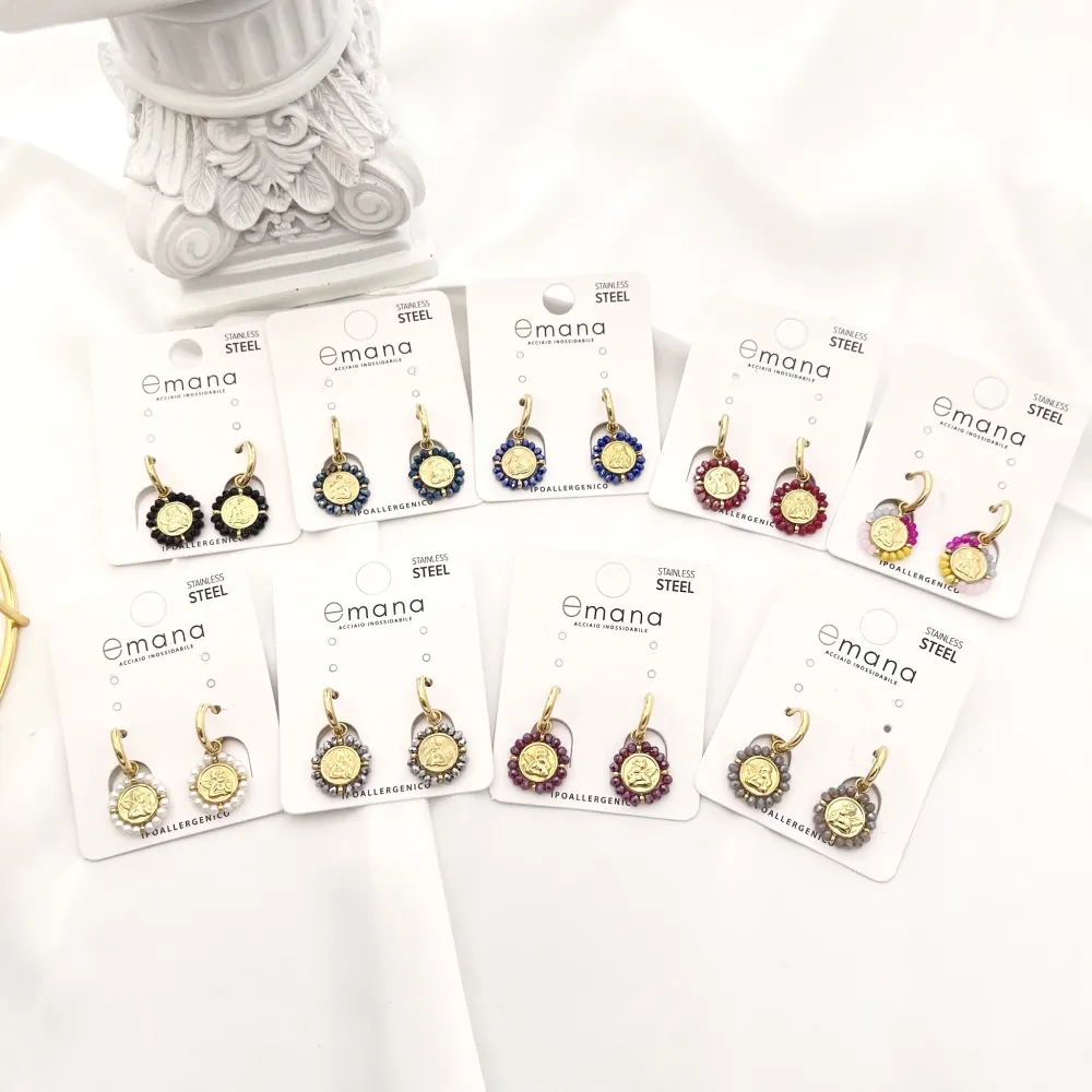 Cerchio con Angelo-Orecchini in Acciaio - OAP-103-AA2710E Mix