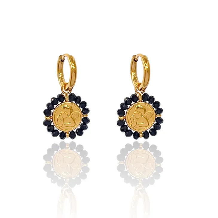 Cerchio con Angelo-Orecchini in Acciaio - OAP-103-AA2710E