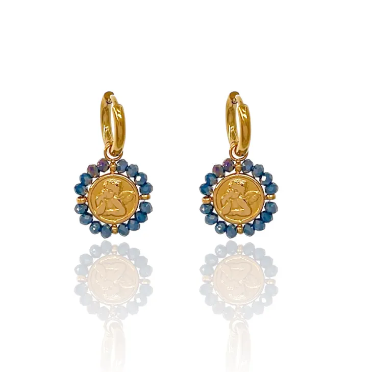 Cerchio con Angelo-Orecchini in Acciaio - OAP-103-AA2710E