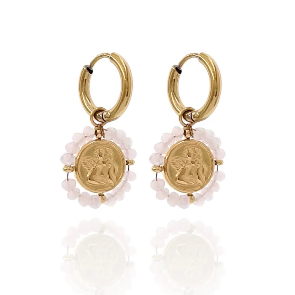 Cerchio con Angelo-Orecchini in Acciaio - OAP-103-AA2710E