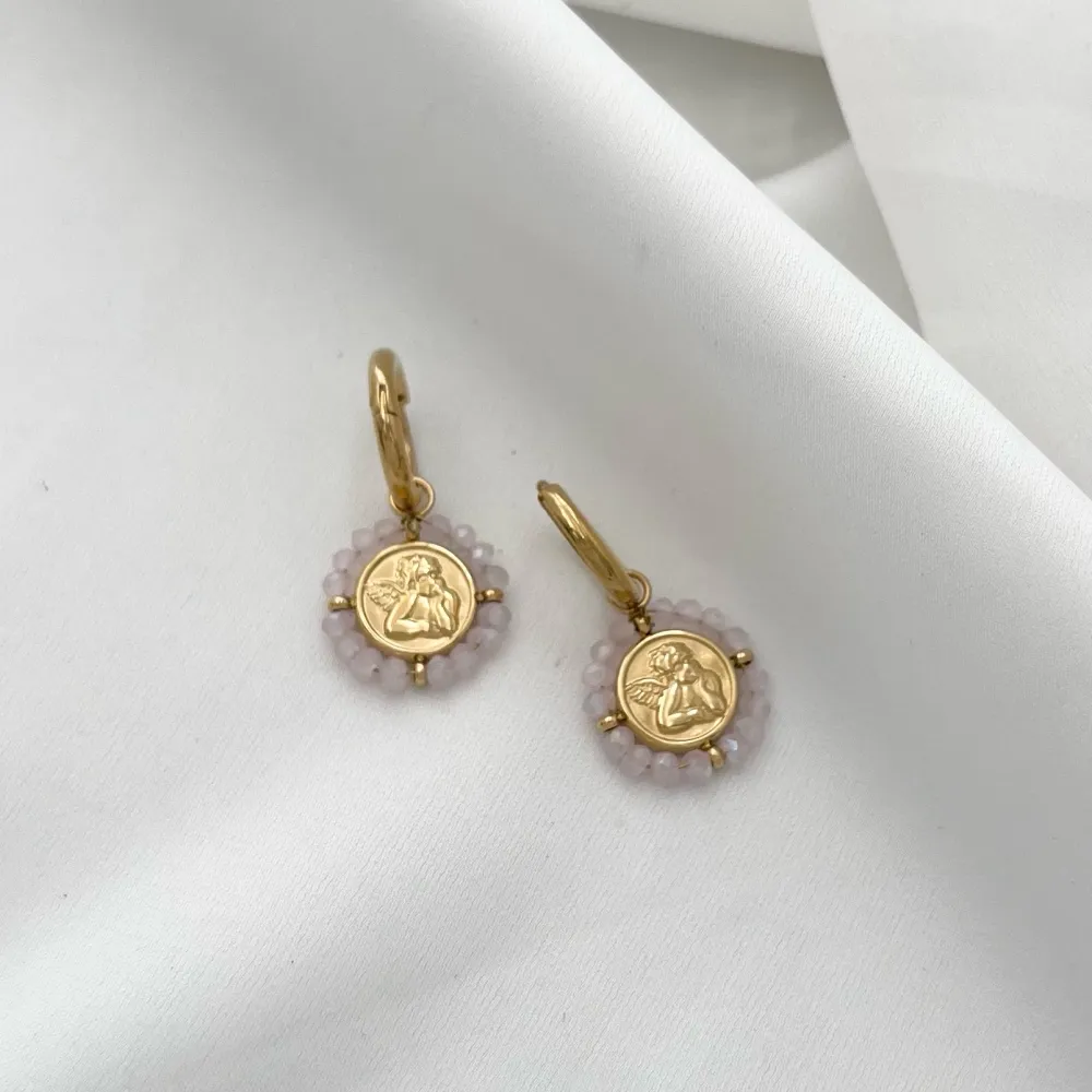 Cerchio con Angelo-Orecchini in Acciaio - OAP-103-AA2710E