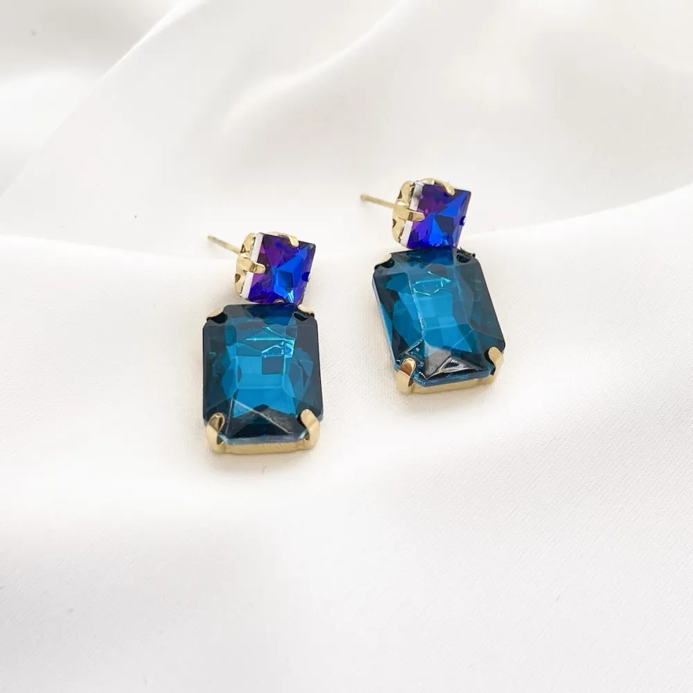 Punto Luce con Pendente Rettangolare-Orecchini in Acciaio - OAP-103-AA2738E