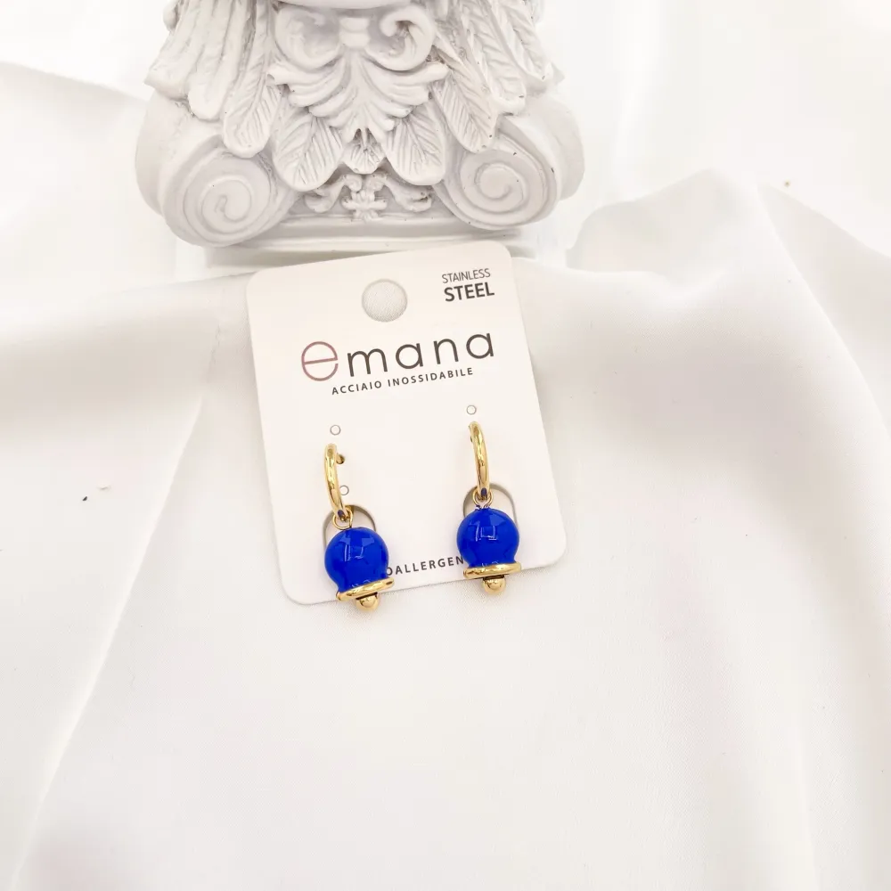 Cerchio con Campanello Smaltato-12Paia Orecchini in Acciaio - OAP-103-AA3074E