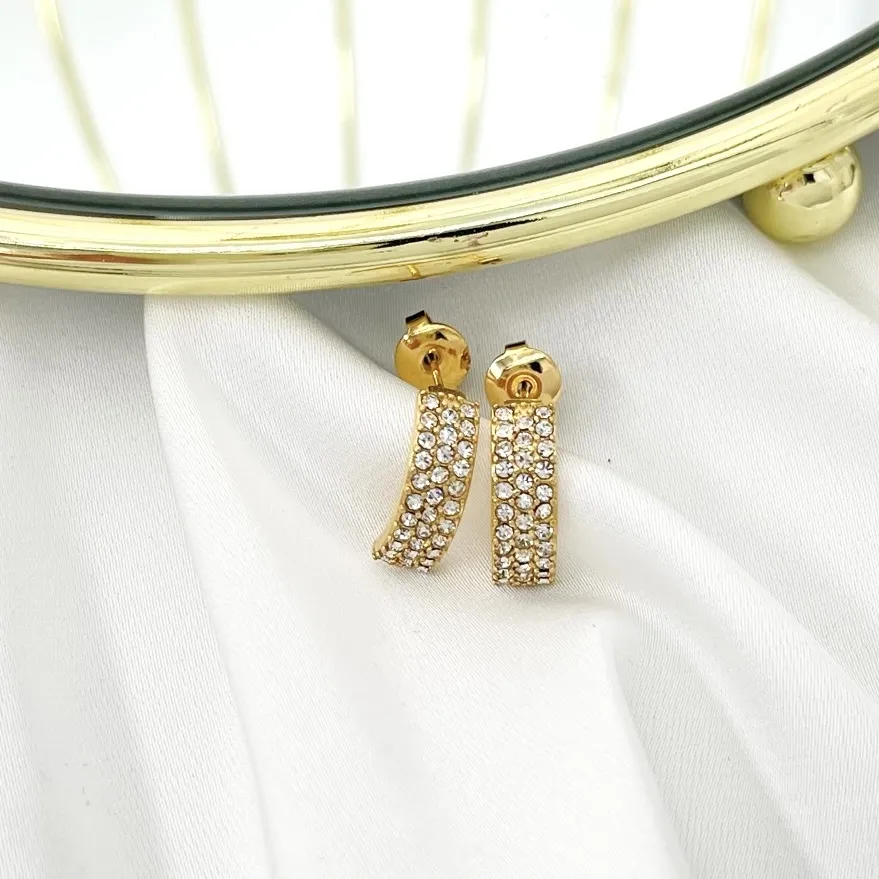 Mezzaluna con Stras-Orecchini in Acciaio - OAP-103-AA3628E