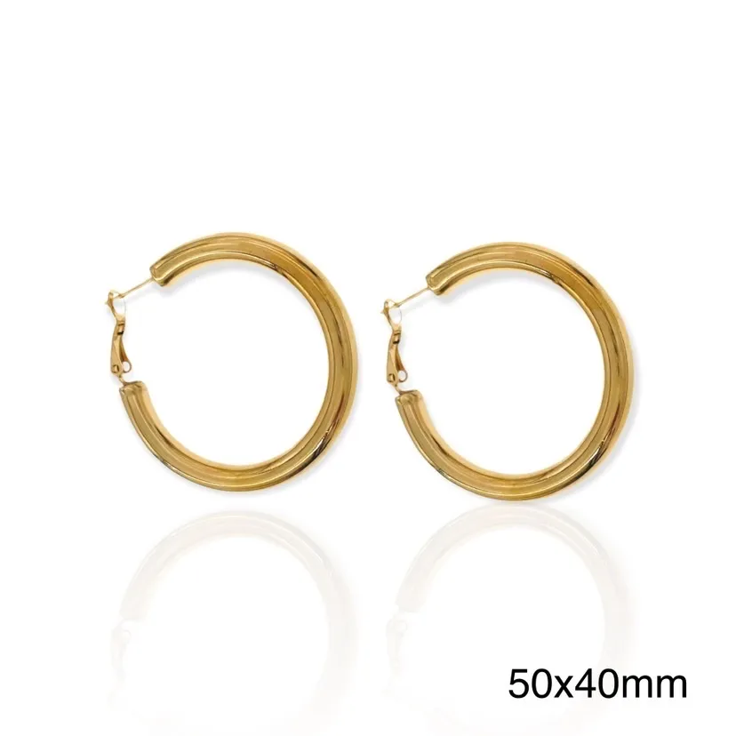 Cerchio Tubo Bombato 5x40mm-Orecchini in Acciaio - OAP-103-AA3682E 5x40mm