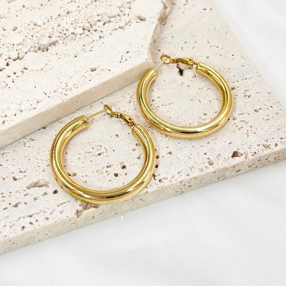 Cerchio Tubo Bombato 5x40mm-Orecchini in Acciaio - OAP-103-AA3682E 5x40mm