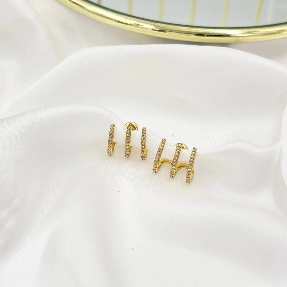 Tre fili -Orecchini in Acciaio - OAP-103-AA4438E