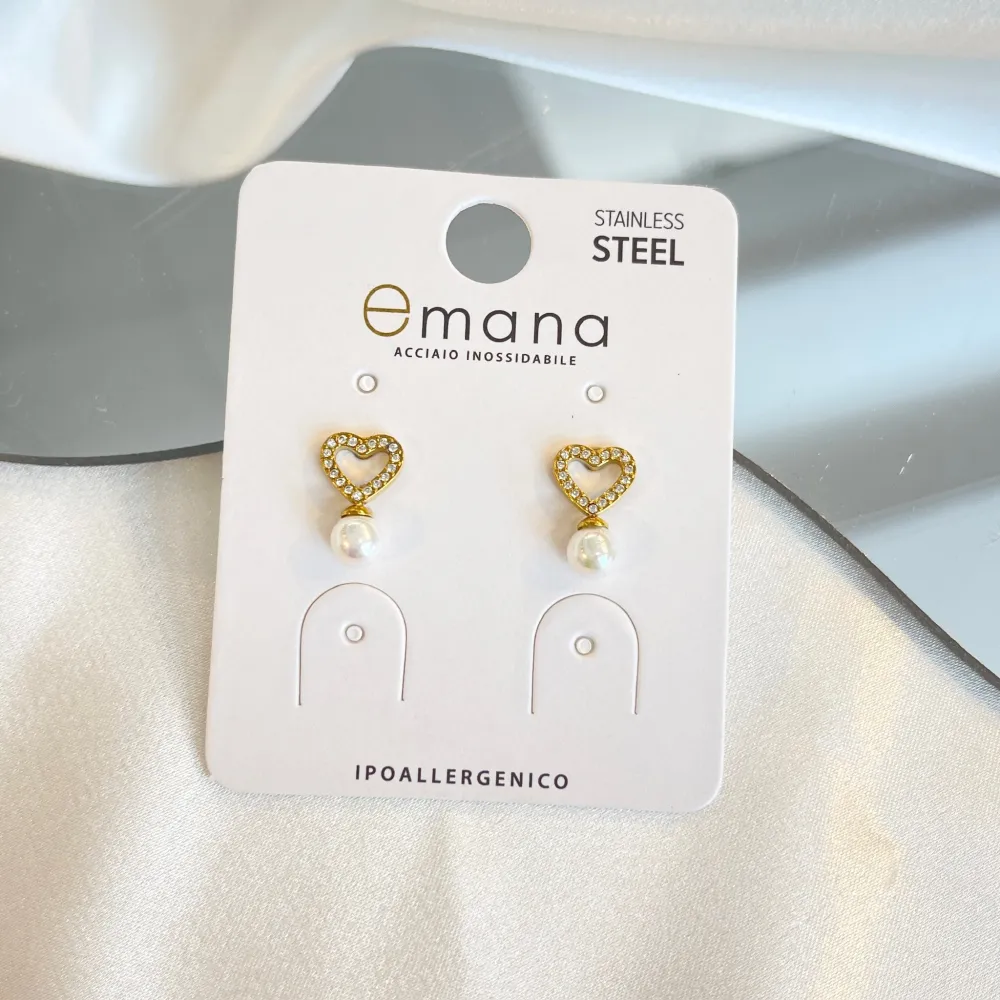 Cuore Vuoto Perla -Orecchini in Acciaio - OAP-103-AA5040E