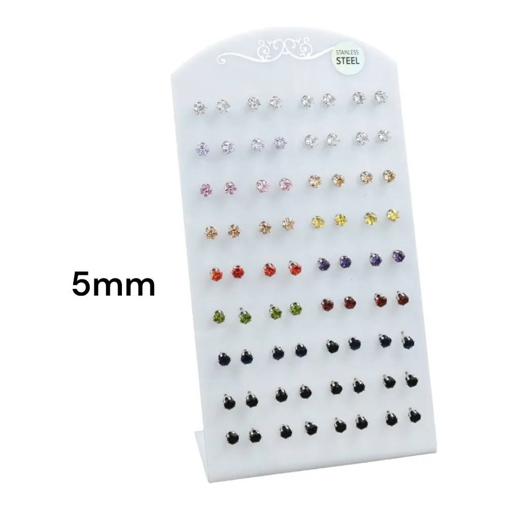 Punto Luce 5mm 6Griffe-36paia Orecchini a lobo in Acciaio - OAP-107-89-113 5mm