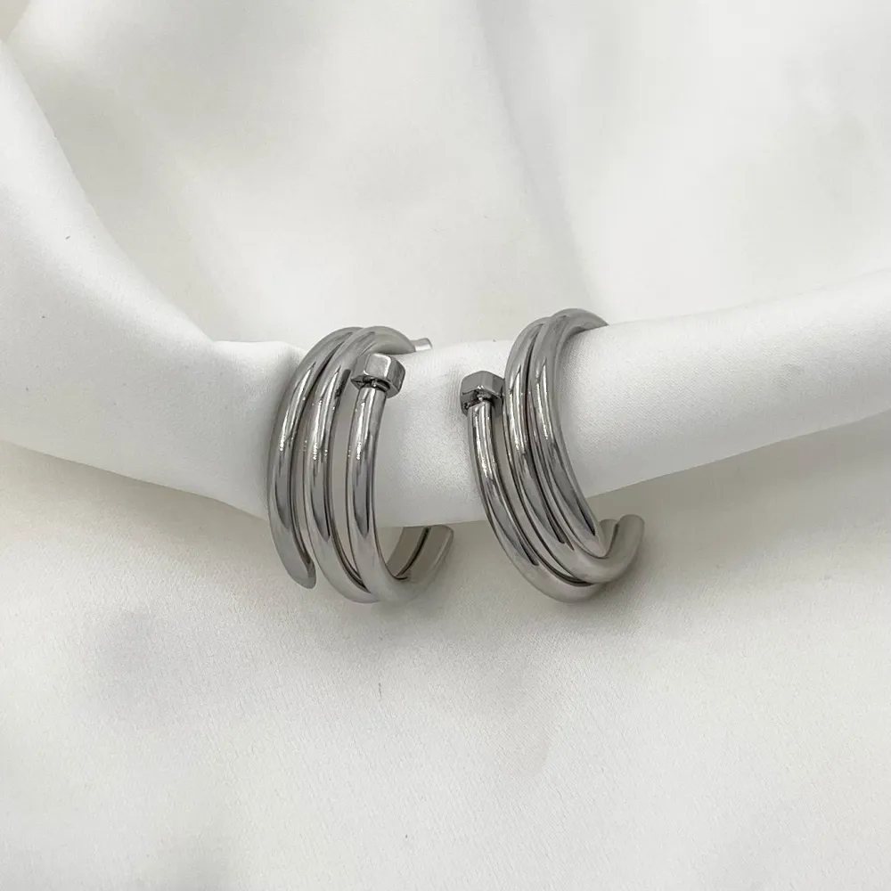 Cerchio Chiodo-Orecchini in Acciaio - OAP-413-1009