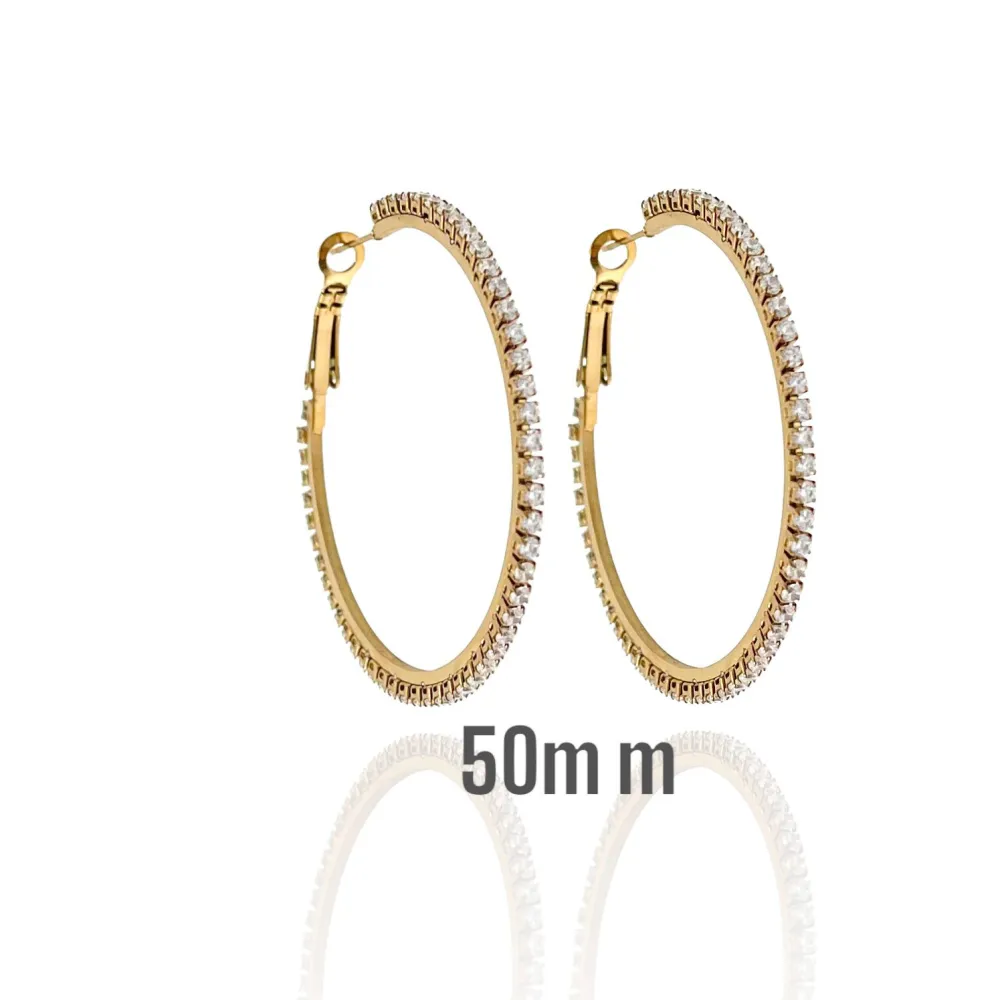 Cerchio 50mm con Zirconia-Orecchini in Acciaio - OAP-413-1077 50mm