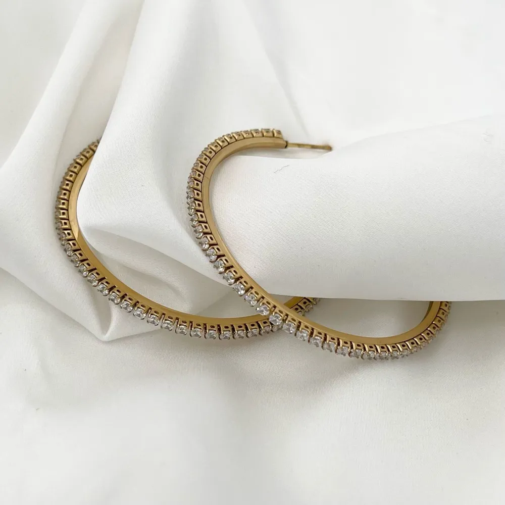 Cerchio 50mm con Zirconia-Orecchini in Acciaio - OAP-413-1077 50mm