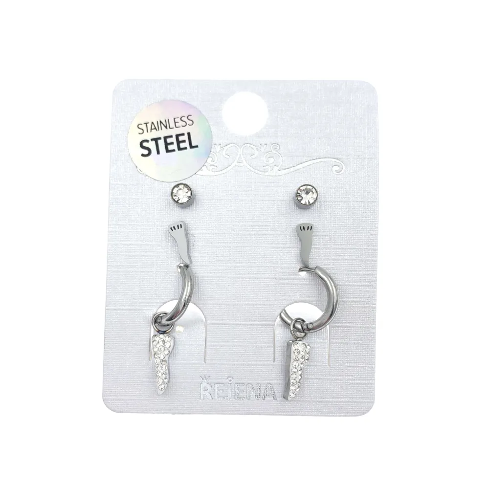 OAP7336-Cornino-Orecchini Tris in Acciaio - OAP-413-656