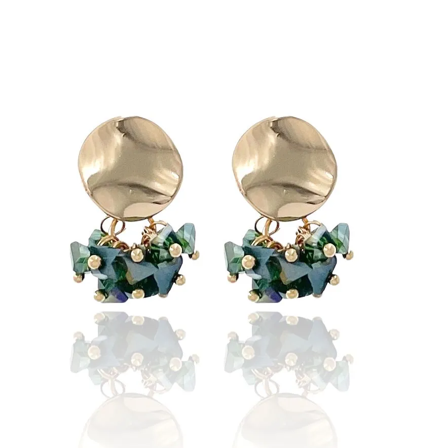 Bottone con Cristalli-Orecchini in Acciaio - OAP-428-11