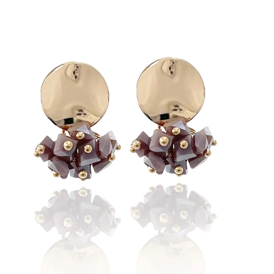 Bottone con Cristalli-Orecchini in Acciaio - OAP-428-11