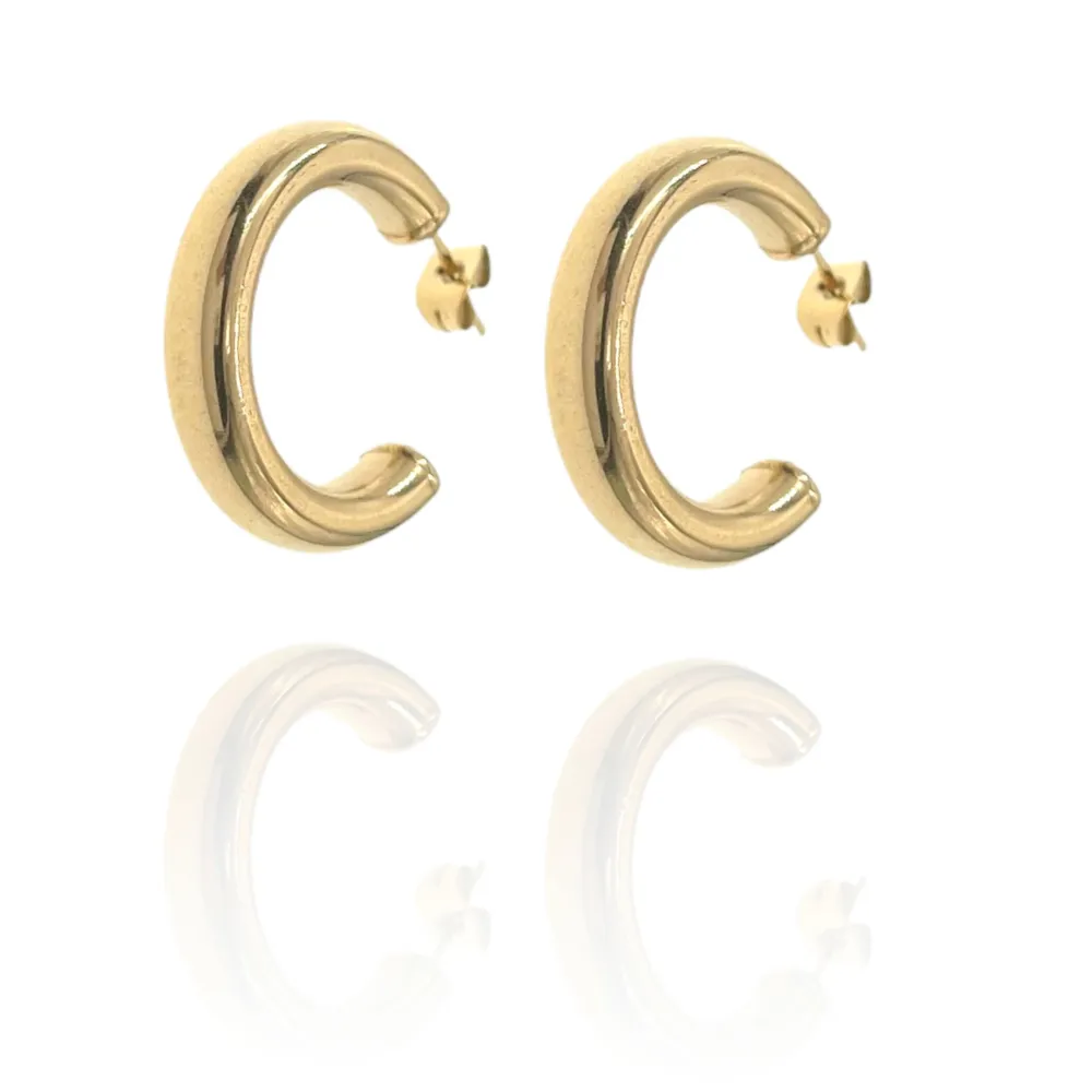 Cerchio Bombato 5x25mm-Orecchini in Acciaio - OAP-445-13 5x25mm