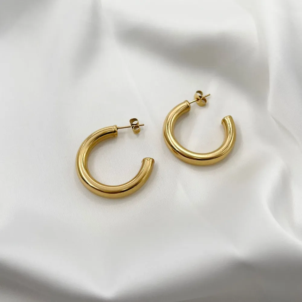 Cerchio Bombato 5x25mm-Orecchini in Acciaio - OAP-445-13 5x25mm