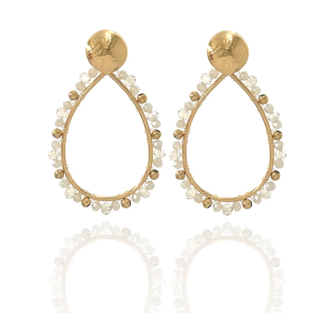 Goccia con Cristalli-Orecchini in Acciaio - OAP-732-32