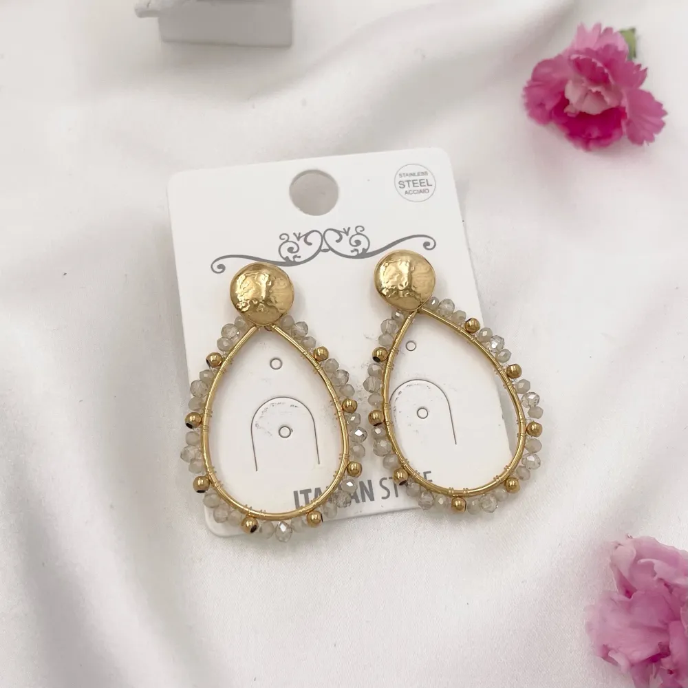 Goccia con Cristalli-Orecchini in Acciaio - OAP-732-32