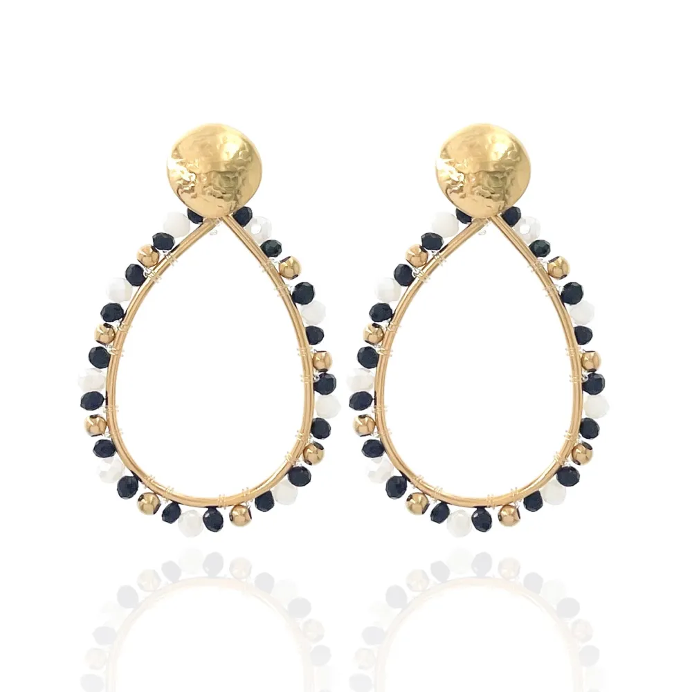 Goccia con Cristalli-Orecchini in Acciaio - OAP-732-32