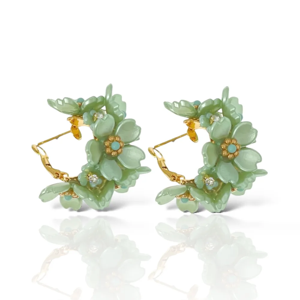 Cerchio Con fiore-Orecchini in Acciaio - OAP-732-344