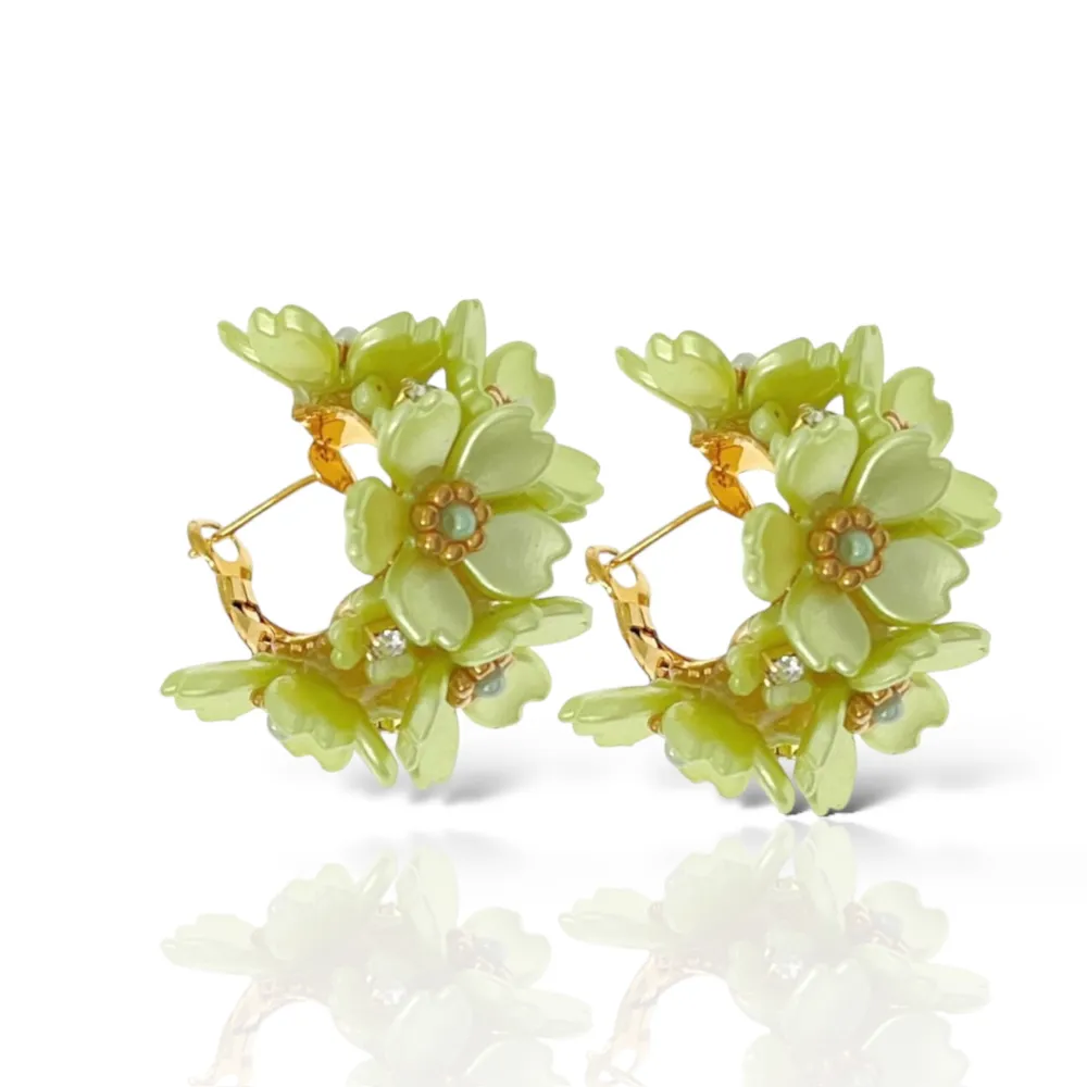 Cerchio Con fiore-Orecchini in Acciaio - OAP-732-344