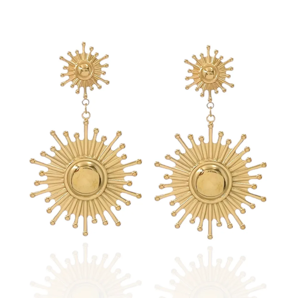 Doppio Cerchio Sole-Orecchini in Acciaio - OAP-732-49