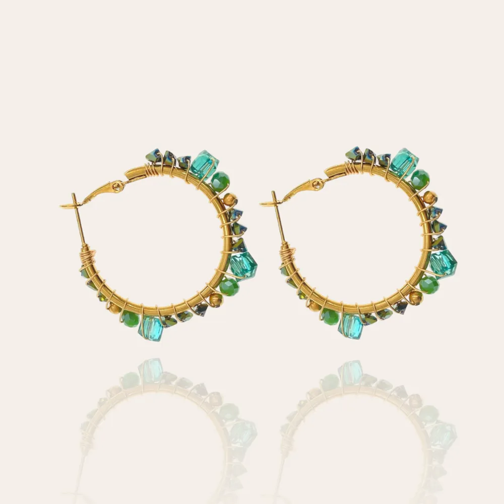 Cerchio con Cristalli-Orecchini in Acciaio - OAP-735-34