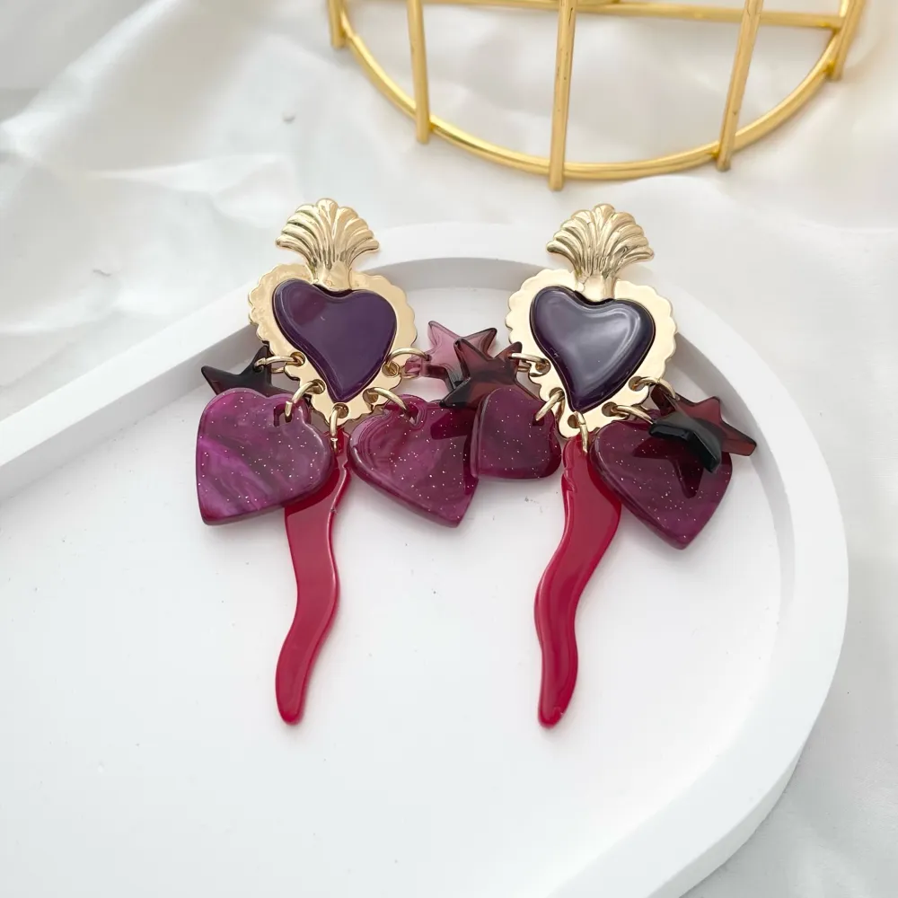 Sacro Cuore Cornino-Orecchini Moda in Resina - OMM-11142