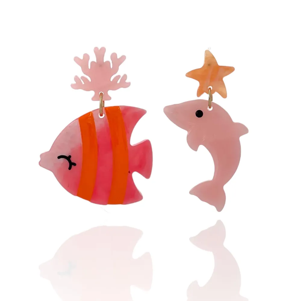 Mare Pesce Delfino-Orecchini Moda - OMM-15745