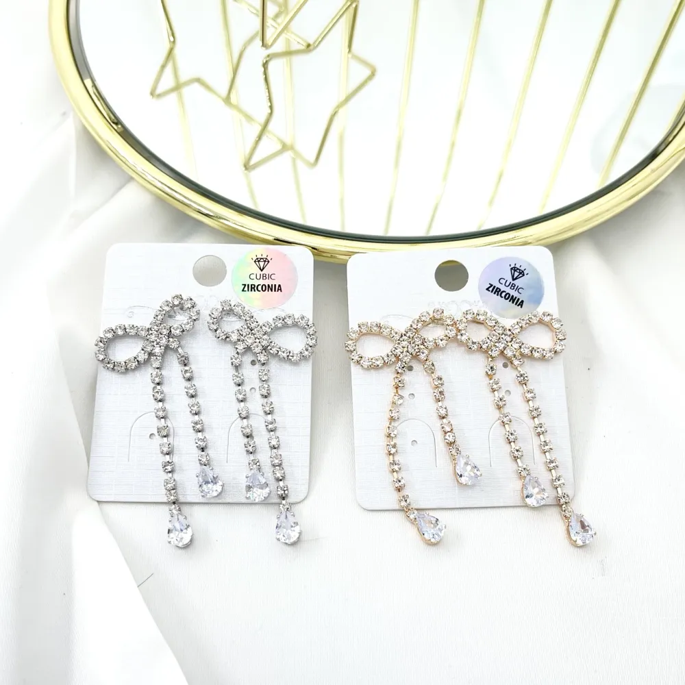 Fiocco con Strass-Orecchini in Rame - OMM-159-23991