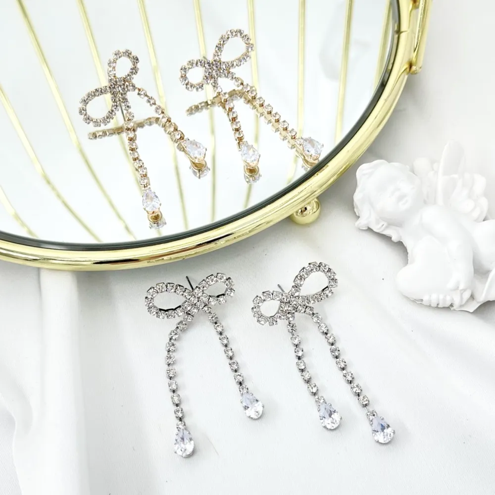 Fiocco con Strass-Orecchini in Rame - OMM-159-23991