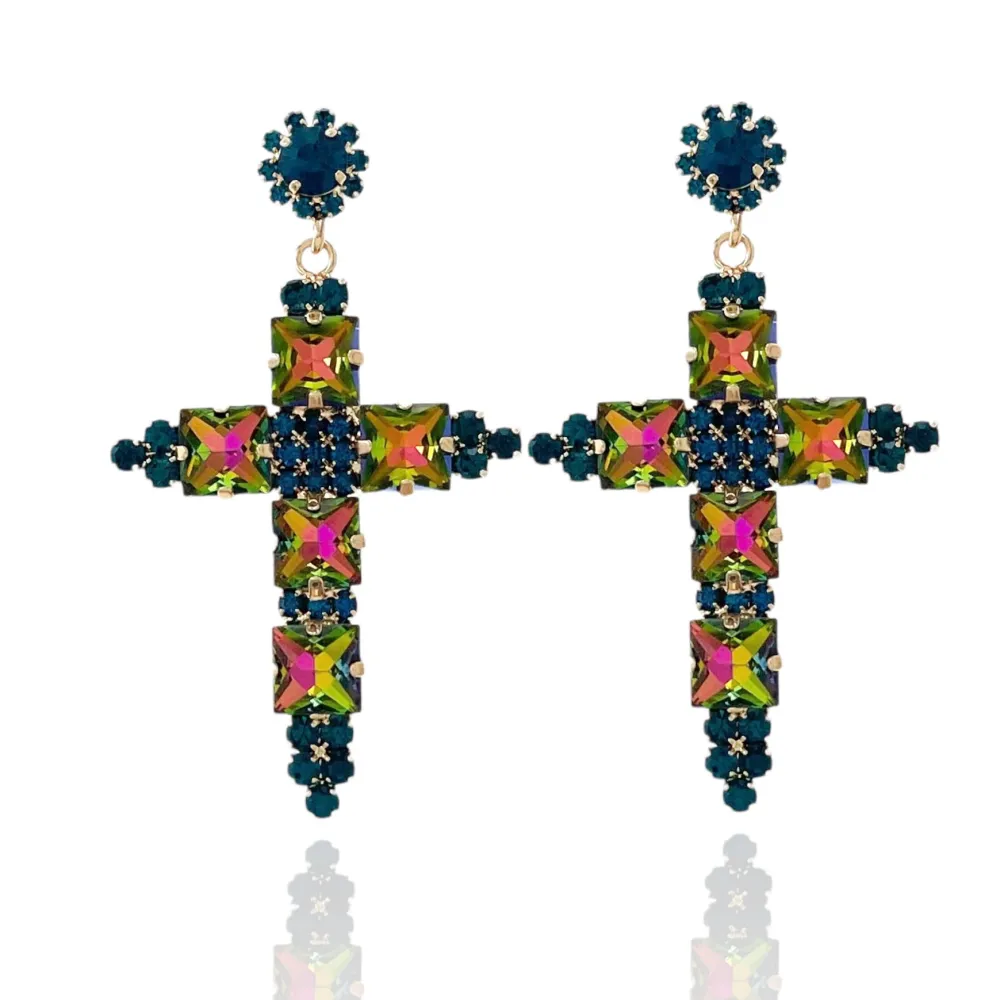 Croce -Orecchini Moda Vetro - OMM-381-206