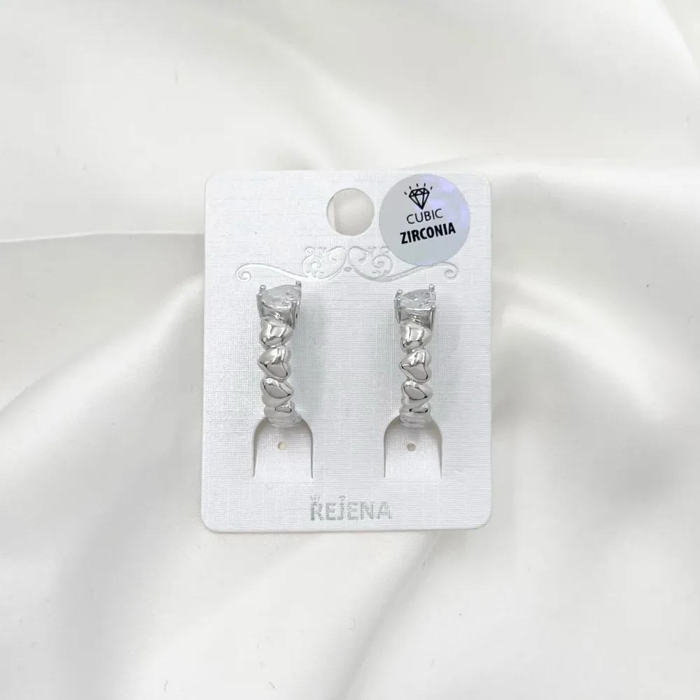 Cerchio Piccolo con Cuore-Orecchini con Zirconia - OMZ-109-194 Piccolo