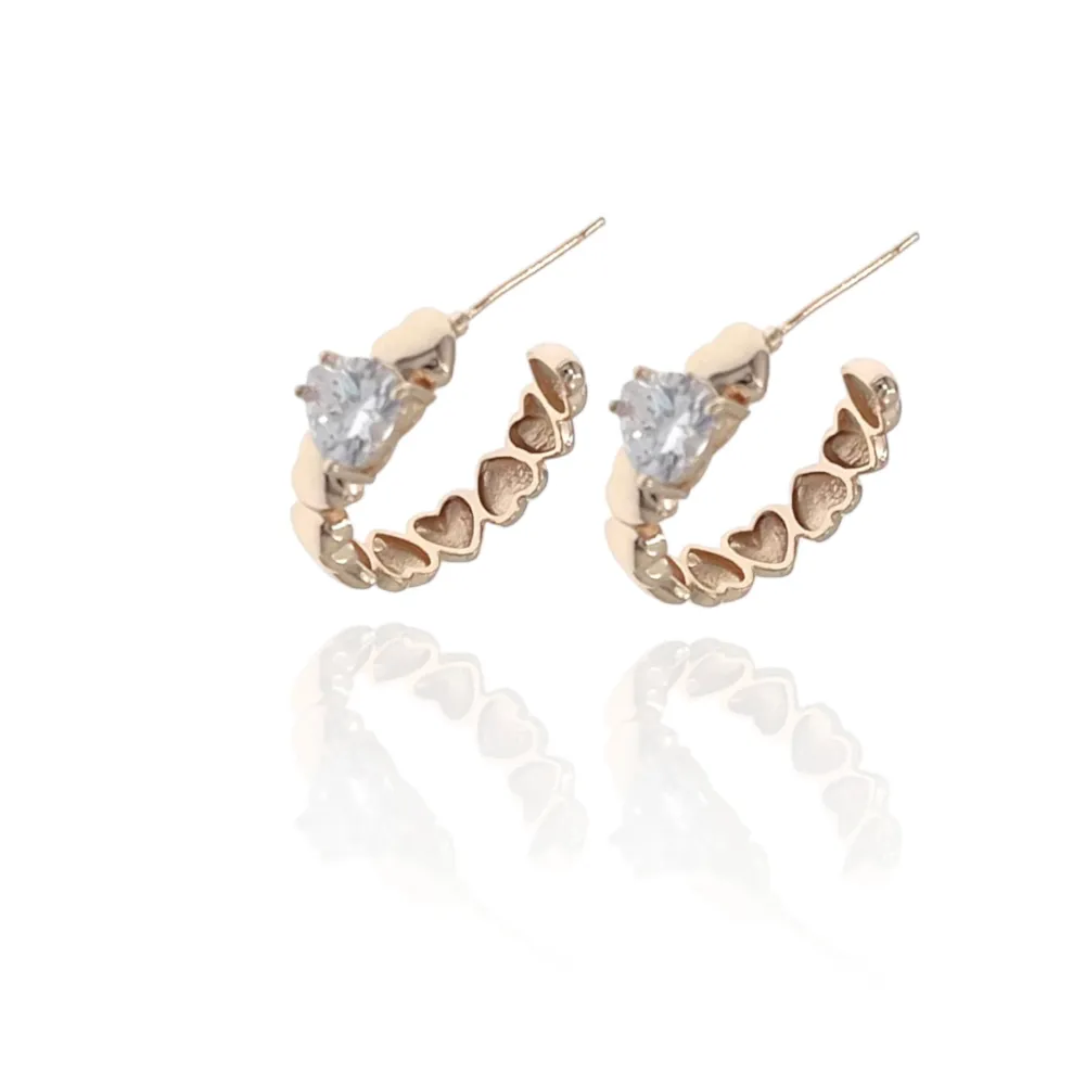 Cerchio Piccolo con Cuore-Orecchini con Zirconia - OMZ-109-194 Piccolo