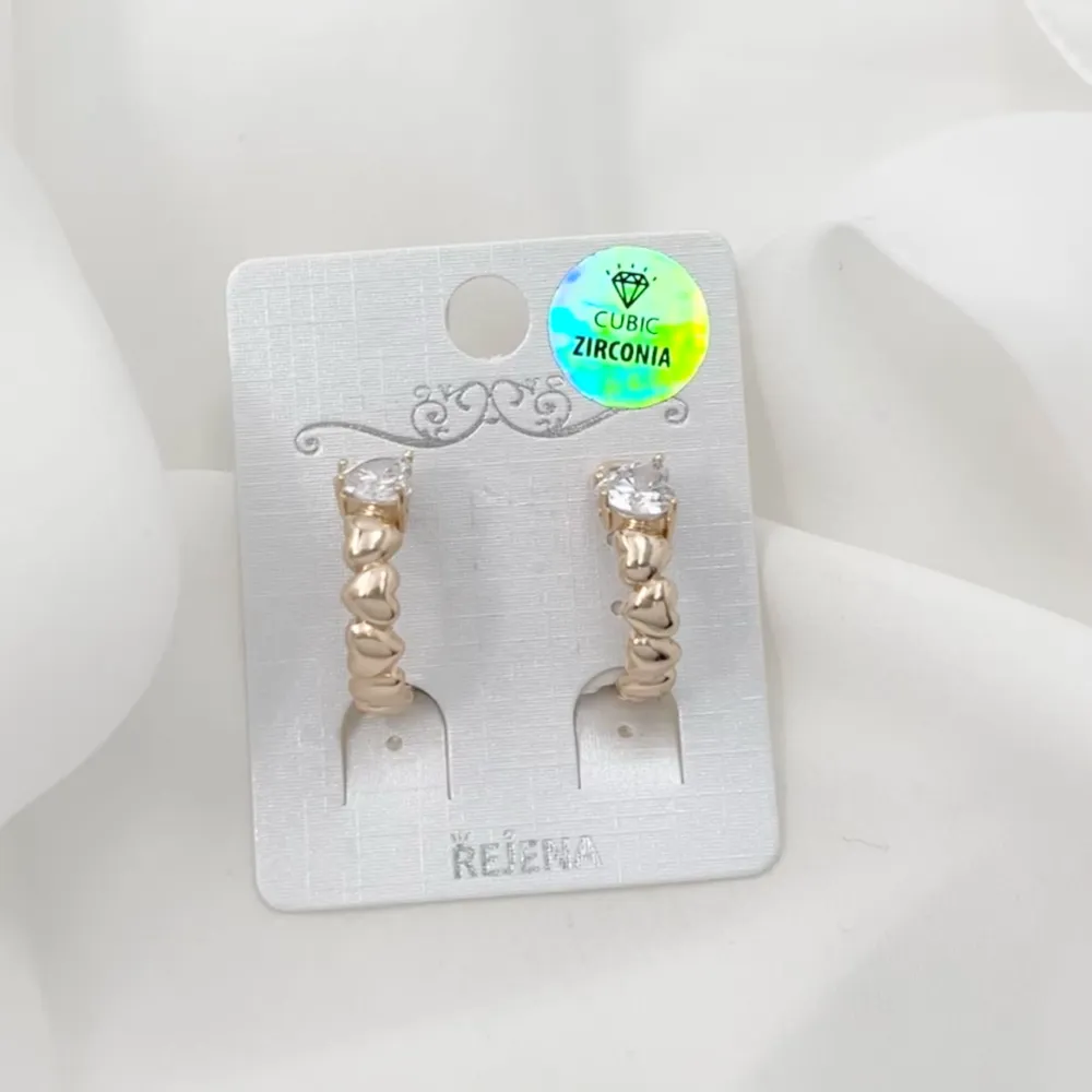 Cerchio Piccolo con Cuore-Orecchini con Zirconia - OMZ-109-194 Piccolo