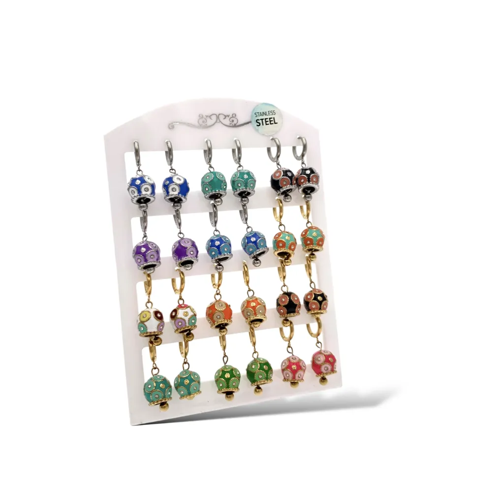 Campanello Smaltato-12Paia Orecchini in Acciaio - OPA-103-AA1732E