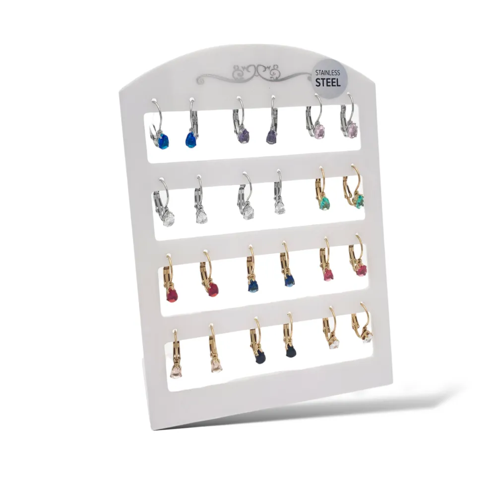 Punto Luce Goccia Colorata-12Paia Orecchini a Monachella in Acciaio - OPA-103-AA2559E