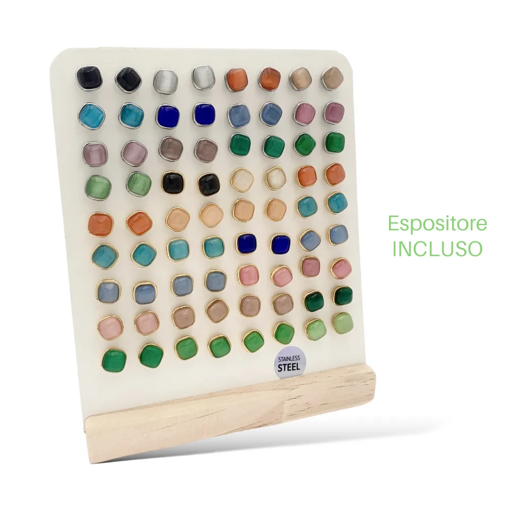 Pietra Quadrata-36Paia Orecchini a Lobo in Acciaio - OPA-103-AA2572E