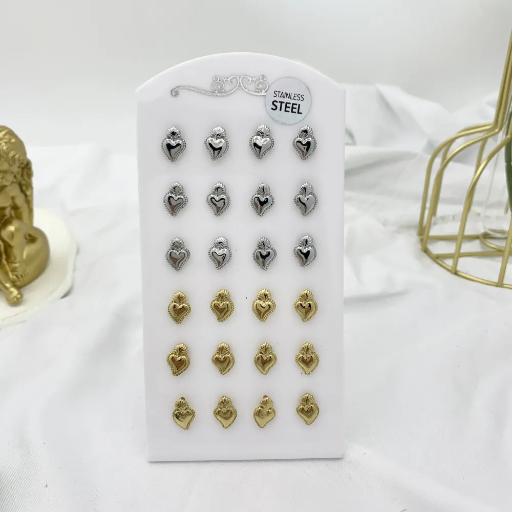 Sacro Cuore-12paia Orecchini a Lobo in Acciaio - OPA-103-AA2693E