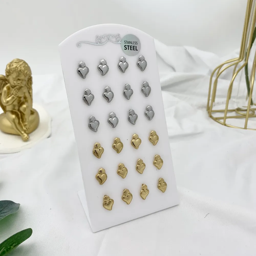 Sacro Cuore-12paia Orecchini a Lobo in Acciaio - OPA-103-AA2693E