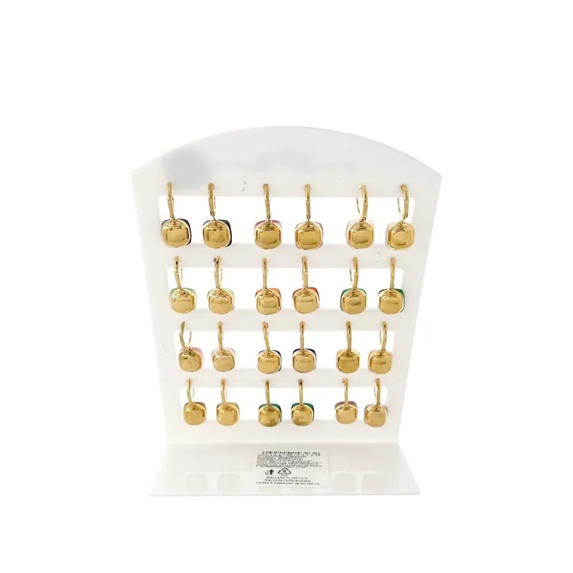 Pietra Luna Quadrata-12 Paia Orecchini in Acciaio con Monachell - OPA103-AA323E