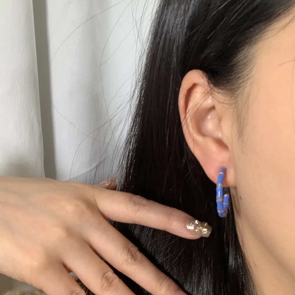 Cerchio Colorato Bambù-12Paia Orecchini in Acciaio - OPA-103-AA3320E