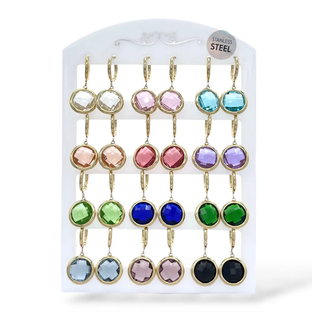 Cerchio  con Zirconia-12Paia Orecchini in Acciaio - OPA-103-AA5413EA